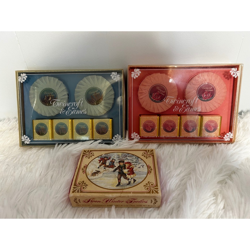 Vintage Soap Lot Twincroft & Eames Ashes of Roses Lavender Avon Winter Frolics